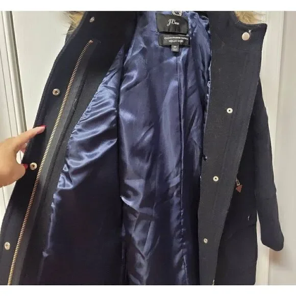 J.Crew Wool Blend Chateau Parka Hooded Coat 2 - Picture 6 of 12